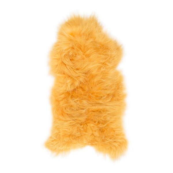 Żółty futrzany dywan z owczej skóry z długim włosiem Arctic Fur Ptelja, 110x60 cm