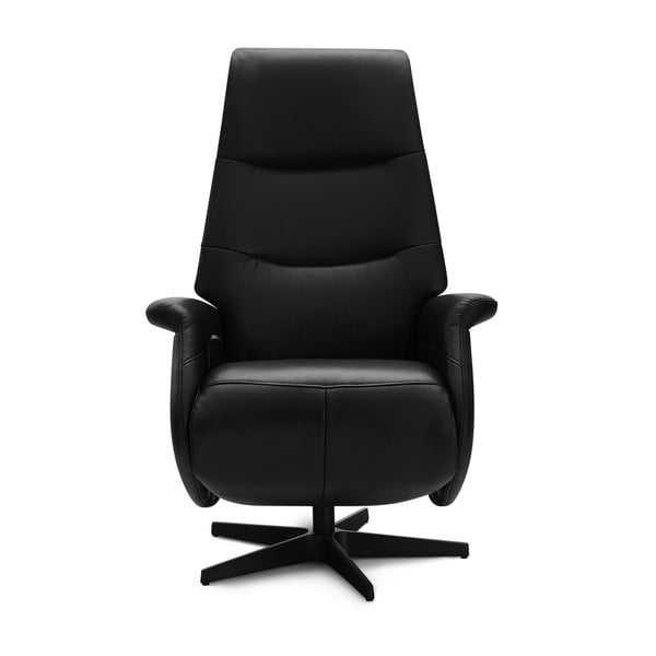 Czarny skórzany fotel wypoczynkowy Delta – Furnhouse
