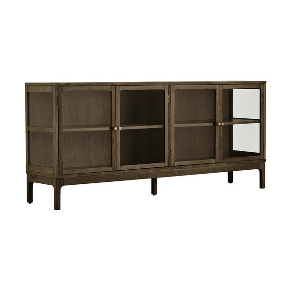 Ciemnobrązowa witryna w dekorze dębu 180x80x40 cm Zamora – House Nordic