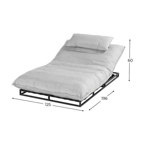 Czarny leżak ogrodowy z beżowymi poduszkami Hartman Exclusive-image-2