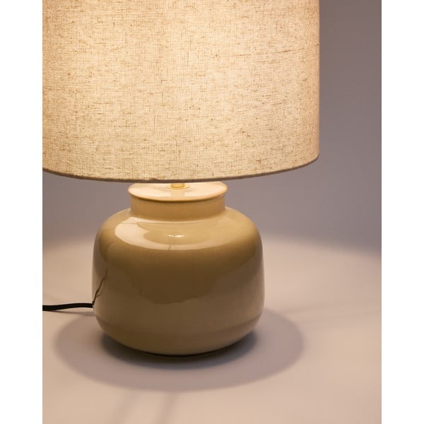 Beżowa lampa stołowa ceramiczna z tekstylnym kloszem (wysokość 40 cm) Tay – Kave Home-image-2