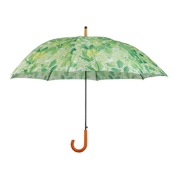 Zielony parasol z rękojeścią drewnianą Esschert Design Leafs
