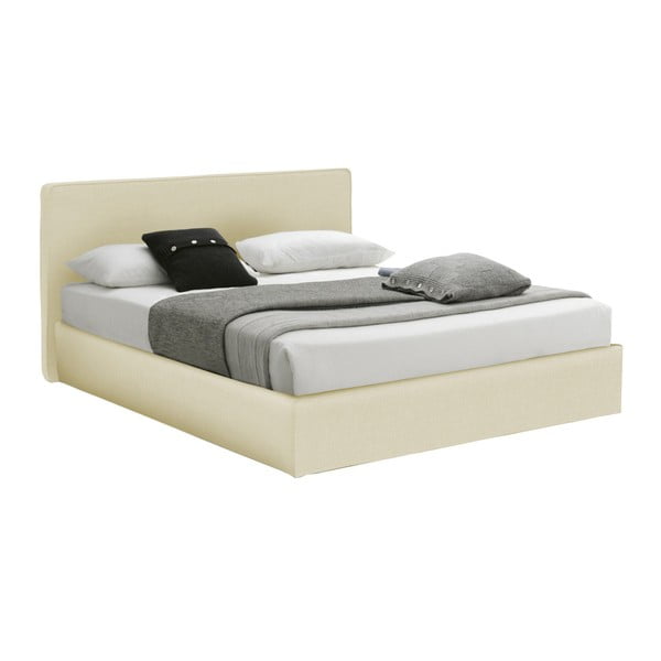 Beżowe łóżko dwusobowe ze schowkiem 13Casa Ninfea, 160x190 cm