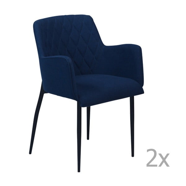 Zestaw 2 ciemnoniebieskich krzeseł z podłokietnikami DAN– FORM Rombo