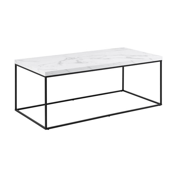 Biały stolik z blatem w dekorze marmuru 55x110 cm Barossa – Actona-image-3