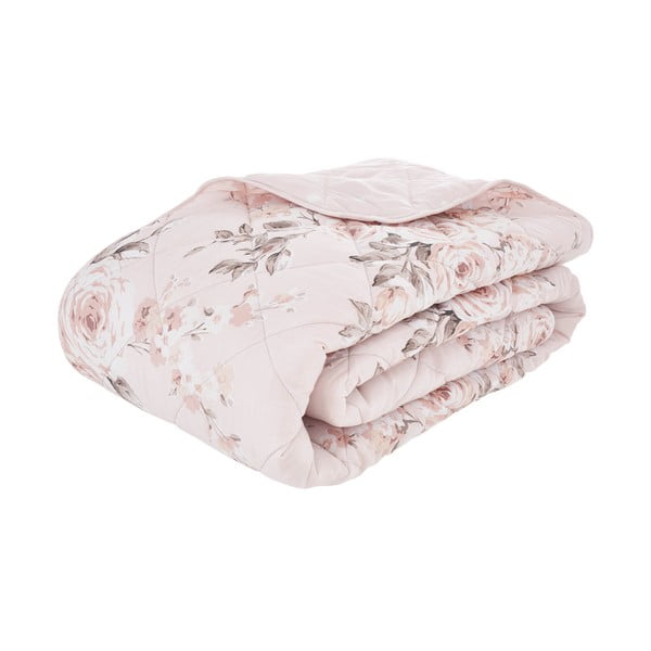 Różowa pikowana narzuta na łóżko Catherine Lansfield Canterbury Rose, 220x230 cm