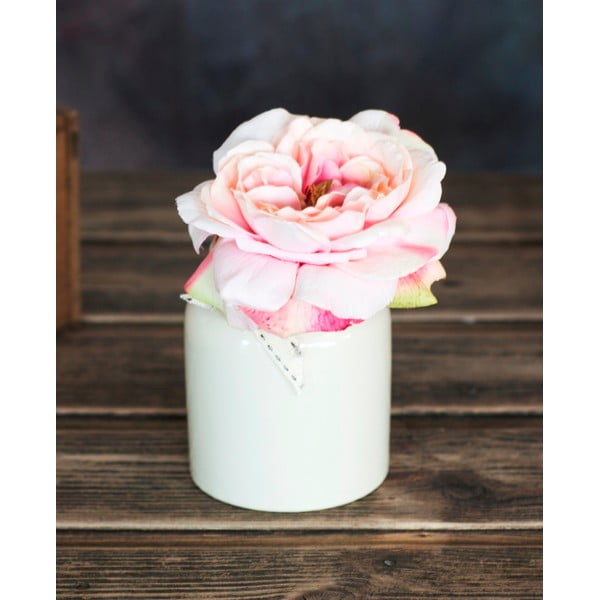 Ceramiczny wazon ze sztucznymi kwiatami Antique Rose, 20 cm