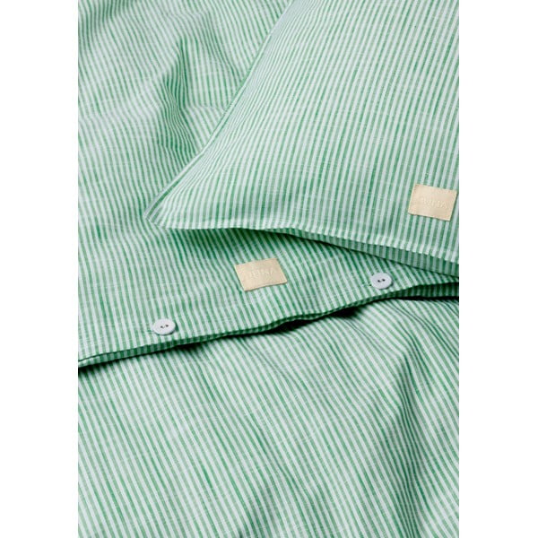 Biało-zielona pościel dwuosobowa z bawełny organicznej 200x220 cm Monochrome Lines – JUNA-image-2