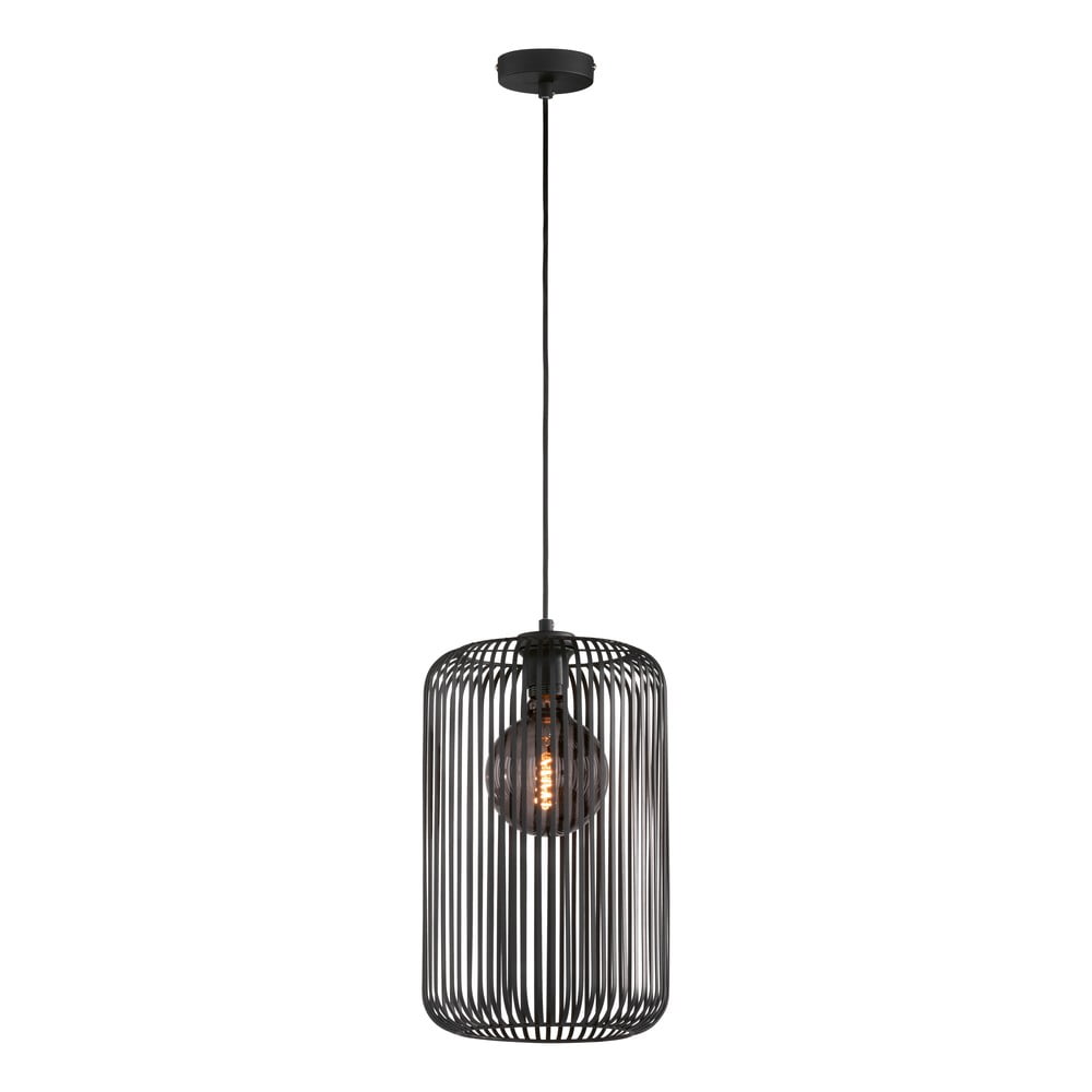 Czarna lampa wisząca z metalowym kloszem ø 25 cm Cage – Fischer & Honsel