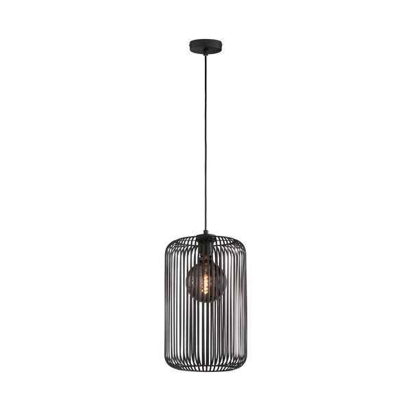 Czarna lampa wisząca z metalowym kloszem ø 25 cm Cage – Fischer & Honsel