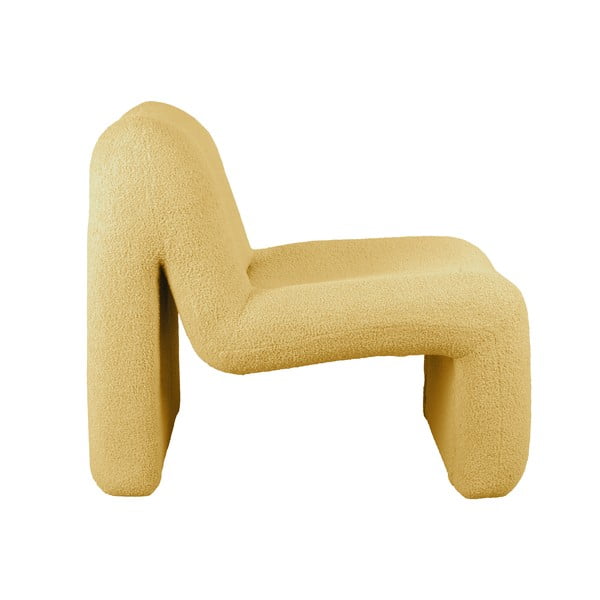Fotel z materiału bouclé w kolorze ochry Fuerza – Leitmotiv-image-1