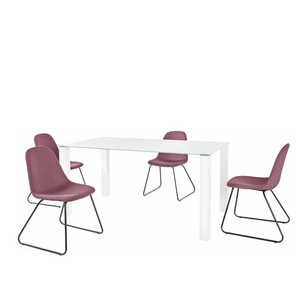 Komplet białego stołu i 4 czerwonych krzeseł Støraa Dante Colombo Duro