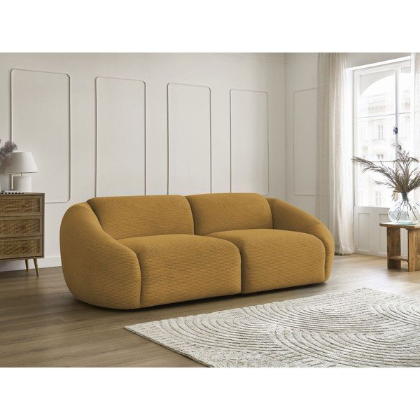 Musztardowa sztruksowa sofa 250 cm Tina – Bobochic Paris-image-1