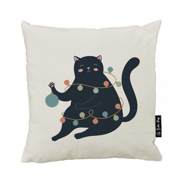Poszewka na poduszkę ze świątecznym motywem 45x45 cm Festive Cat – Butter Kings