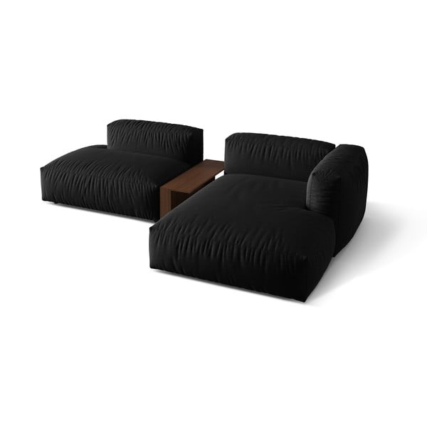 Czarny narożnik modułowy (prawostronny) Martina – Micadoni Home-image-3