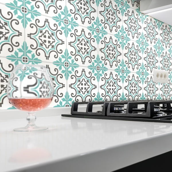 Zestaw 60 naklejek w kształcie kafelka Ambiance Paco, 10x10 cm-image-3