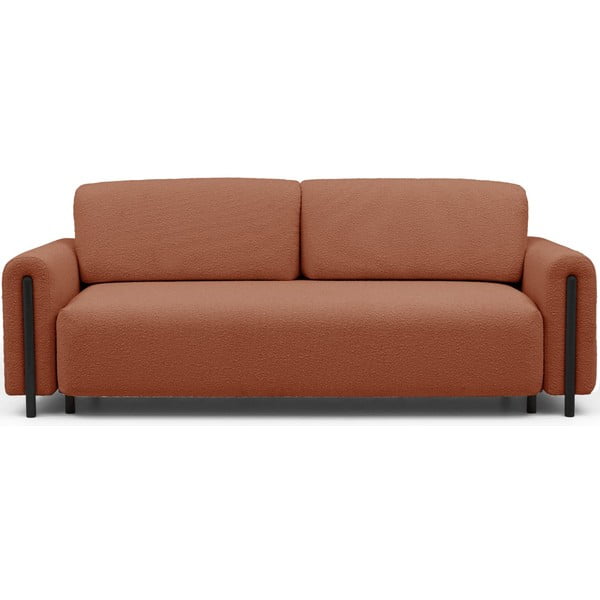Rozkładana/ze schowkiem sofa z materiału bouclé w kolorze terakoty 244 cm Arcadova – ELTAP