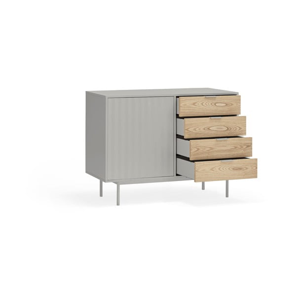 Szaro-naturalna niska komoda w dekorze dębu 108x80 cm Sierra – Teulat-image-4