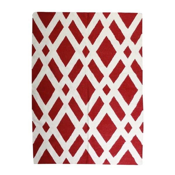 Dywan wełniany Geometry Cross Red & White, 160x230 cm