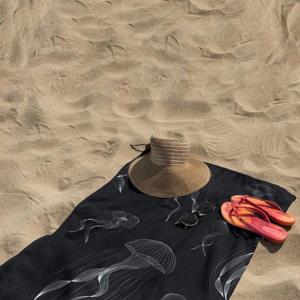 Czarno-biały ręcznik plażowy 90x180 cm Jellyfish – DecoKing-image-4
