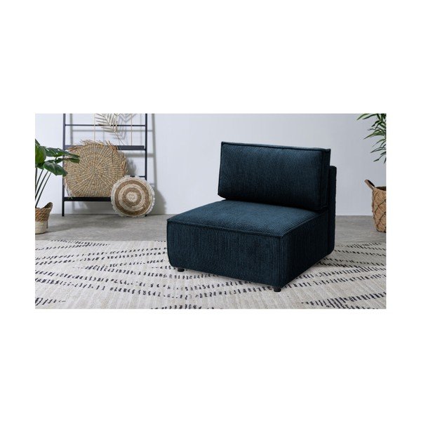 Ciemnoniebieski sztruksowy moduł sofy (moduł środkowy) Nihad modular – Bobochic Paris-image-1