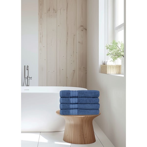 Niebieskie bawełniane ręczniki frotte zestaw 4 szt. 50x100 cm – Good Morning-image-3