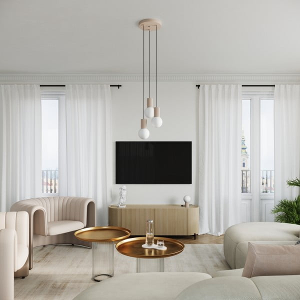 Szarobrązowa lampa stołowa ze szklanym kloszem (wysokość 19 cm) Orbital – Sollux-image-4