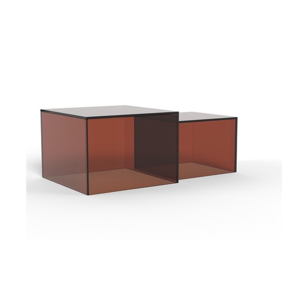 Brązowe szklane stoliki zestaw 2 szt. 50x50 cm Dice – Actona-image-4