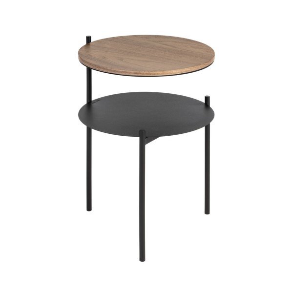 Czarno-naturalna kolorze szafka nocna z blatem w dekorze orzecha Tu – noo.ma