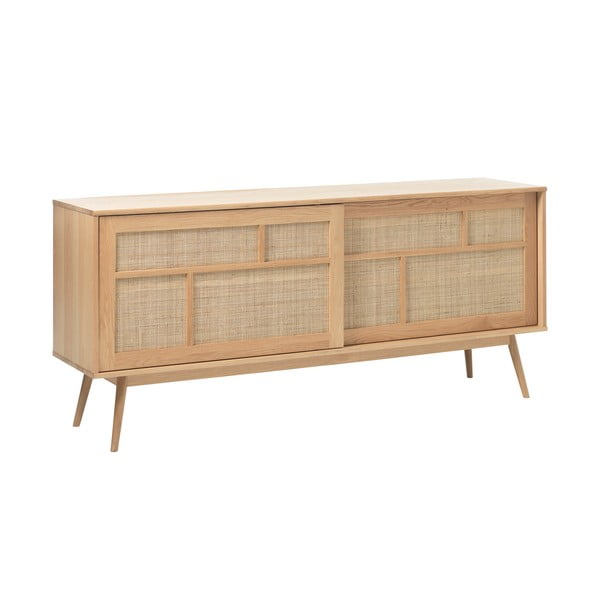 Niska komoda w dekorze dębu z drzwiami przesuwnymi w naturalnym kolorze 180x80 cm Barrali – Unique Furniture-image-2