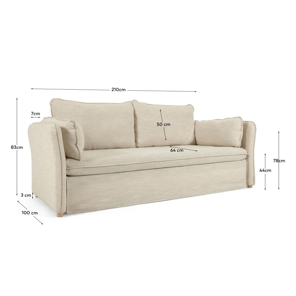 Szarobeżowa rozkładana sofa 210 cm Tanit – Kave Home (zdjęcie 7)