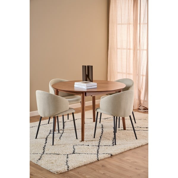 Okrągły rozkładany stół z dodatkowym blatem w dekorze orzecha ø 115 cm Montreux – Actona-image-1