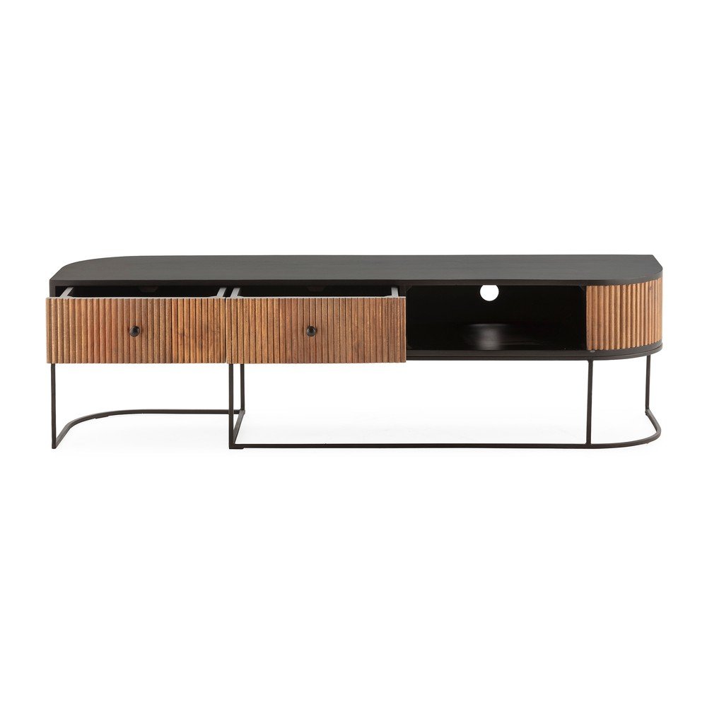 Szafka pod TV z litego drewna mango w naturalnym kolorze 160x45x40 cm Curve – MOME (zdjęcie 5)
