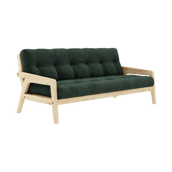 Sofa rozkładana ze sztruksową tapicerką Karup Design Grab Raw/Dark Green-image-3