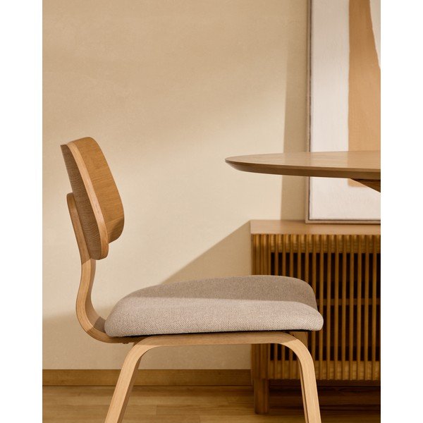 Beżowo-naturalne krzesło w dekorze dębu Gena – Kave Home-image-2