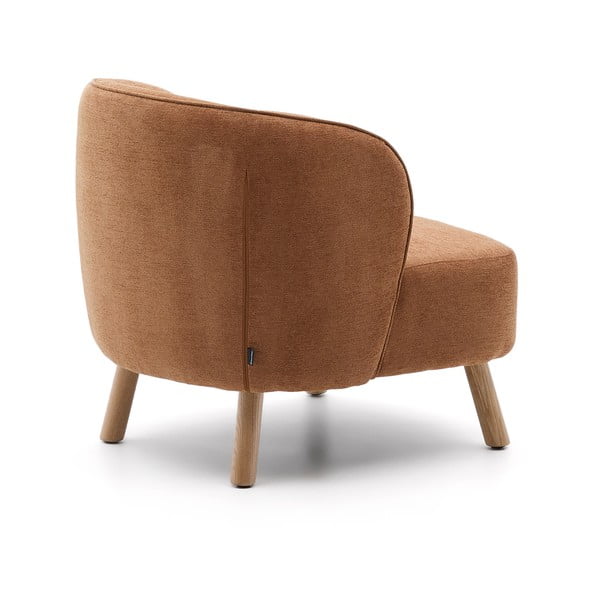 Fotel z tkaniny szenilowej w kolorze terakoty Ulit – Kave Home-image-4