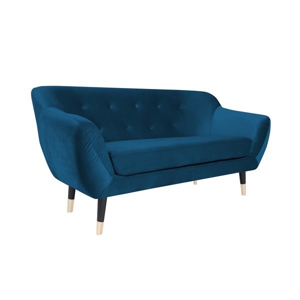 Niebieska sofa z czarnymi nogami Mazzini Sofas Amelie, 158 cm-image-2