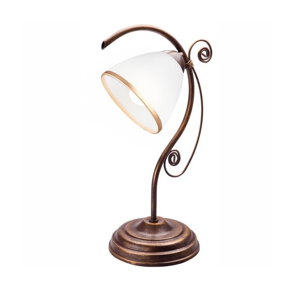 Biało-brązowa lampa stołowa ze szklanym kloszem (wysokość 39 cm) Retro Ii – LAMKUR
