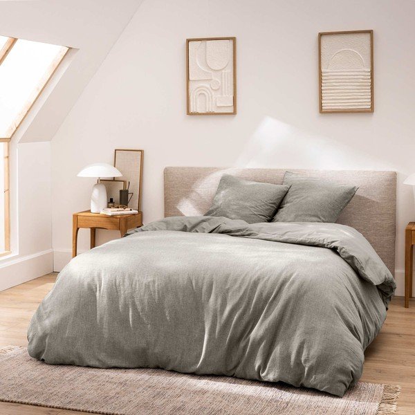 Szara bawełniana pościel dwuosobowa 3-częściowa 240x220 cm Meline – douceur d'intérieur