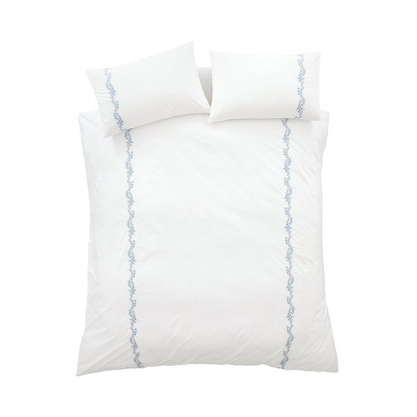 Biała pościel dwuosobowa z perkalu bawełnianego 3-częściowa 200x200 cm Camille Embroidered Floral – Bianca