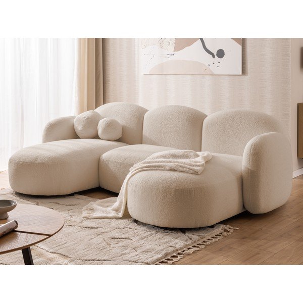 Jasnobrązowy narożnik z materiału bouclé (w kształcie litery U) Orbit – Ropez-image-4