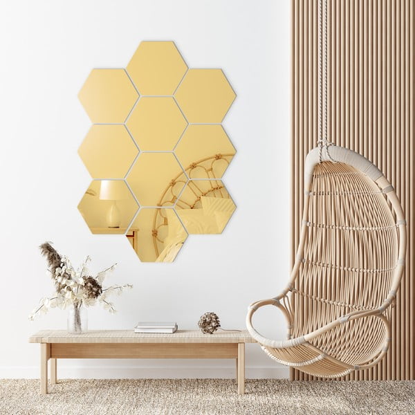 Zestaw naklejek na ścianę 12 szt. 17x20 cm Hexagons Gold – Ambiance-image-3