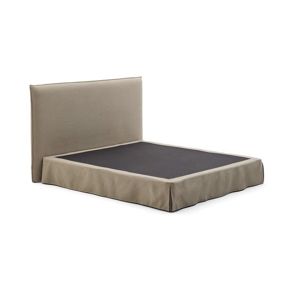 Szarobrązowe tapicerowane łóżko dwuosobowe 180x200 cm Jaira – Kave Home