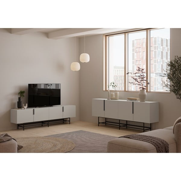 Kremowa niska komoda 200x77,5 cm Eldia – Marckeric-image-1