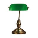 Zielona lampa stołowa z podstawą w kolorze mosiądzu Markslöjd Bankers, wys. 42 cm