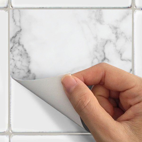 Zestaw 4 naklejek na podłogę Ambiance White Marble-image-1