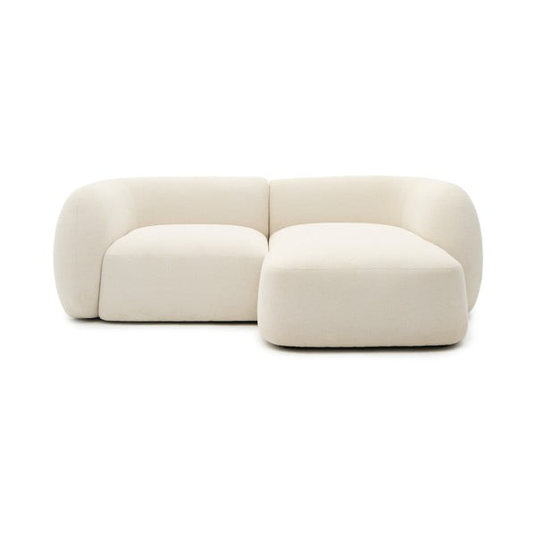 Kremowy narożnik z tkaniny szenilowej (prawostronny/z szezlongiem) Martina – Kave Home