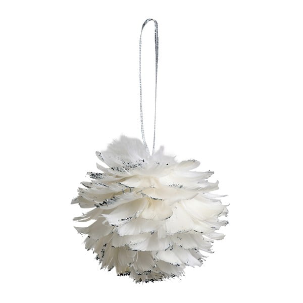 Zestaw 6 białych dekoracji wiszących z piór Côté Table Hanging Ball Feather, 12 cm