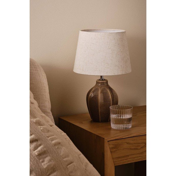 Beżowa/ciemnobrązowa lampa stołowa ceramiczna (wysokość 34 cm) Wera – Jotex-image-2