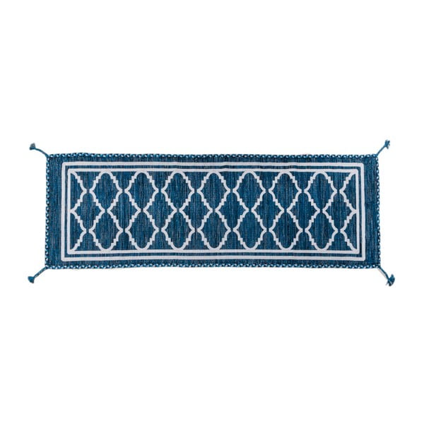Niebieski chodnik ręcznie tkany Navaei & Co Kilim Ethnic 106, 180x60 cm
